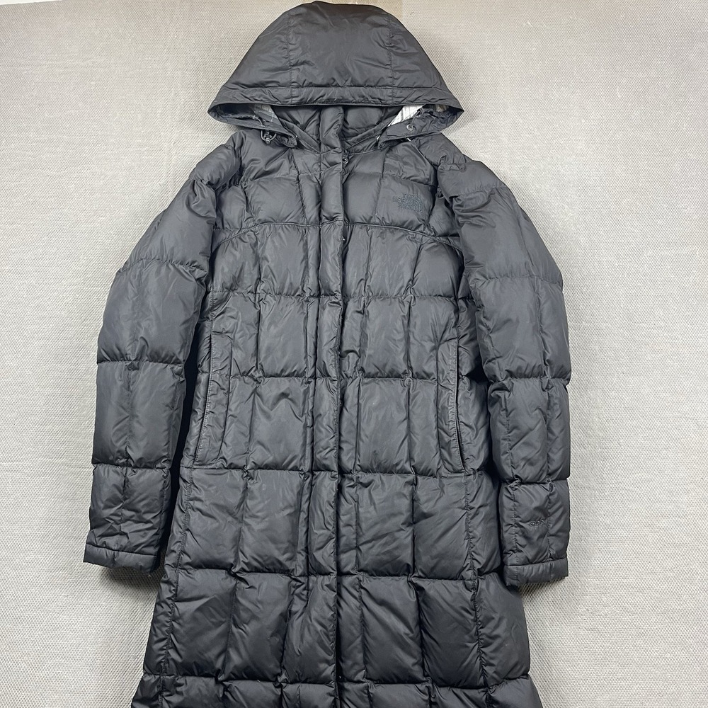 The North Face Jacket Womens XS Quilted Parka Black Goose Down Coat Lined Zip Up